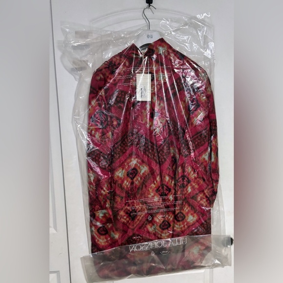 ULLA JOHNSON Jude Shibori Printed Silk Twill Mini Shirt Dress 4 red pink pockets - Picture 2 of 5